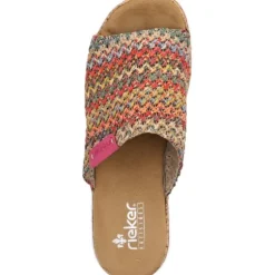 Rieker V2369, Plateau-Pantoletten, Damen, multi/nelke