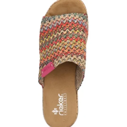 Rieker V2369, Plateau-Pantoletten, Damen, multi/nelke