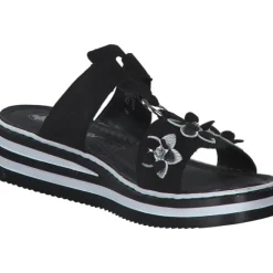 Rieker V0228, Plateau-Pantoletten, Damen, Schwarz/Silber