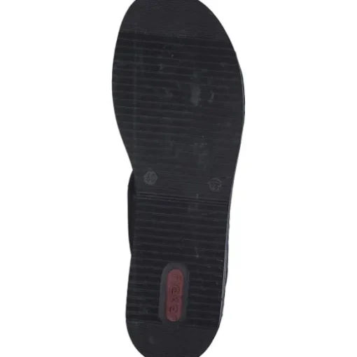 Rieker V0228, Plateau-Pantoletten, Damen, Schwarz/Silber
