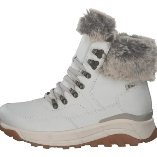 Rieker W0063-80, Schnürstiefel, Damen, offwhite/murmel