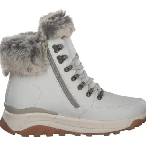 Rieker W0063-80, Schnürstiefel, Damen, offwhite/murmel