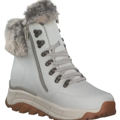 Rieker W0063-80, Schnürstiefel, Damen, offwhite/murmel
