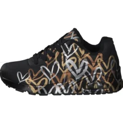 Skechers 155523, Sneakers Low, Damen, Schwarz Weiß Gold