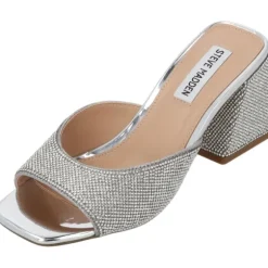Steve Madden Glowing SM11002850, Plateau-Pantoletten, Damen, crystal