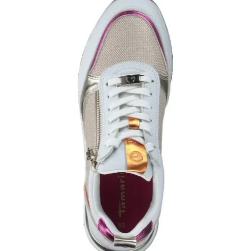 Tamaris 23732, Schnürschuhe, Damen, WHITE/LT.GOLD