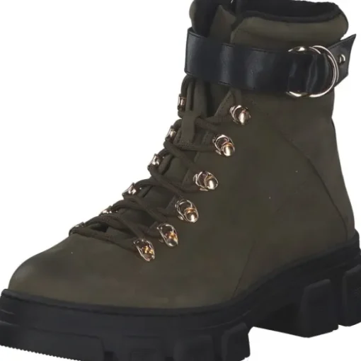 Tamaris 25213, Schnürstiefeletten, Damen, Olive/Black