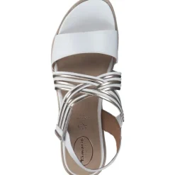 Tamaris Comfort 88707, Keilsandaletten, Damen, Weiß (White/Rosegold)