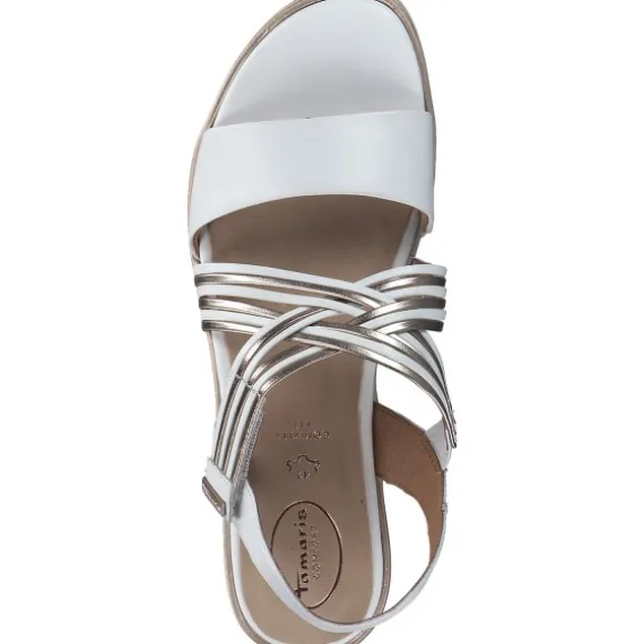 Tamaris Comfort 88707, Keilsandaletten, Damen, Weiß (White/Rosegold)