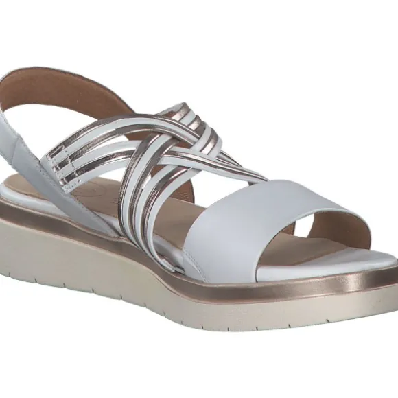 Tamaris Comfort 88707, Keilsandaletten, Damen, Weiß (White/Rosegold)