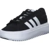 Adidas Grand Court Platform Suede, Schnürschuhe, Damen, Schwarz