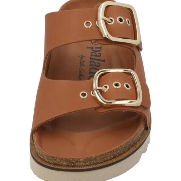 Palado Korfu Niete by Sila Sahin, Plateau-Pantoletten, Damen, Braun