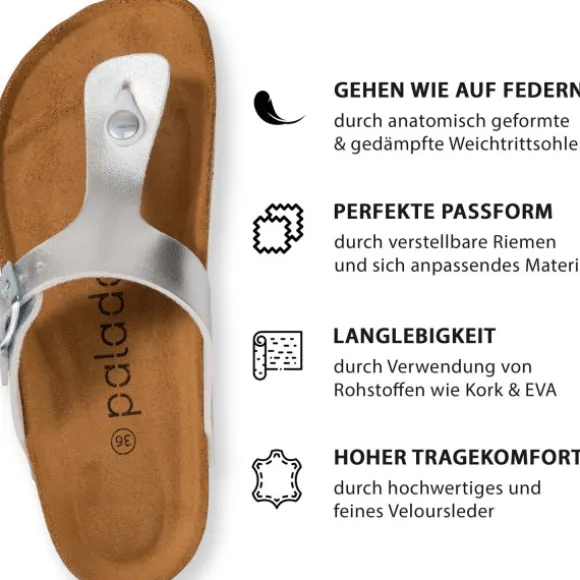 Palado Kos Metallic, Zehentrenner, Damen, Silber