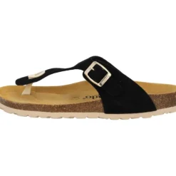 Palado Kos Suede Premium Leather, Zehentrenner, Damen, Schwarz