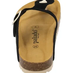 Palado Kos Suede Premium Leather, Zehentrenner, Damen, Schwarz