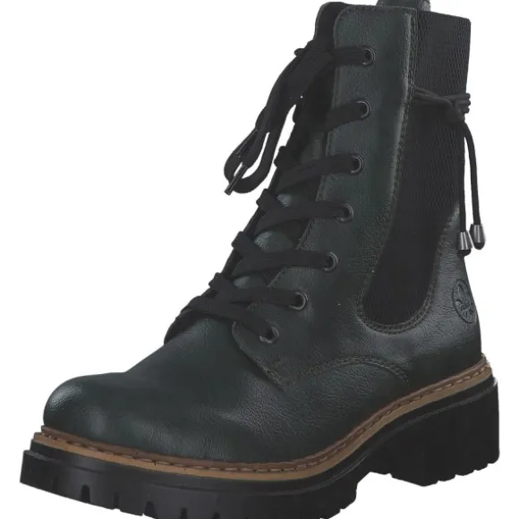 Rieker 72637, Schnürstiefel, Damen, tanne/schwarz