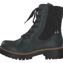 Rieker 72637, Schnürstiefel, Damen, tanne/schwarz
